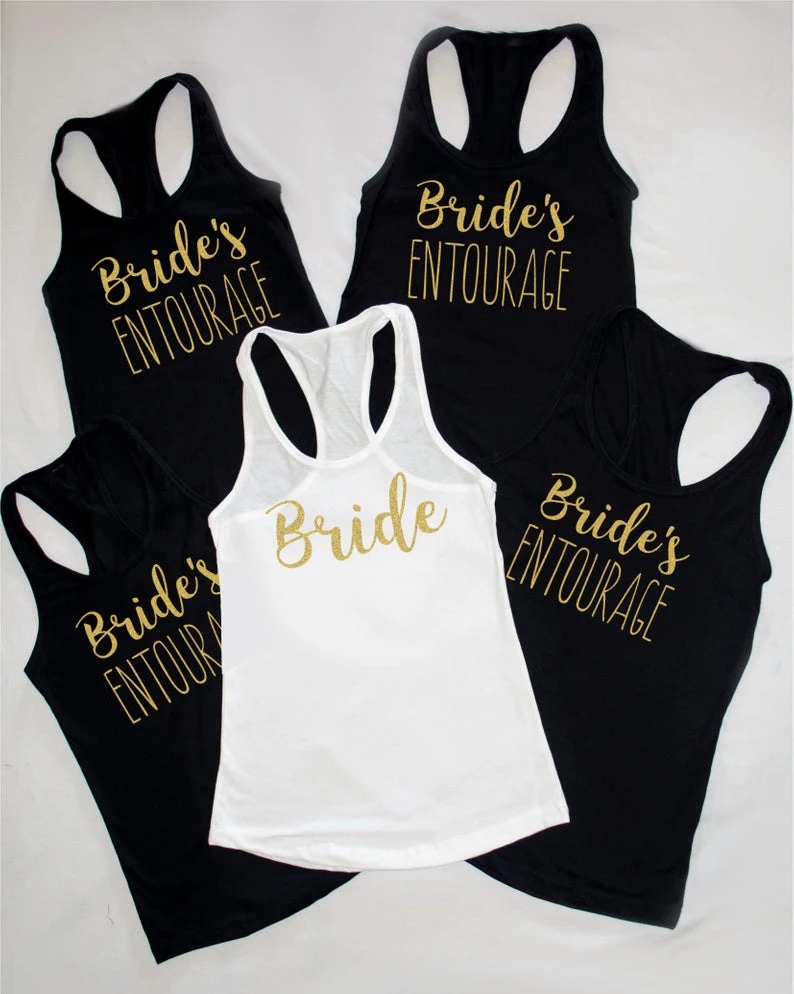 

Bride's Entourage tanks women fashion bridal vest undershirt singlet fashion Bridal Bachelorette party funny sleeveless garment