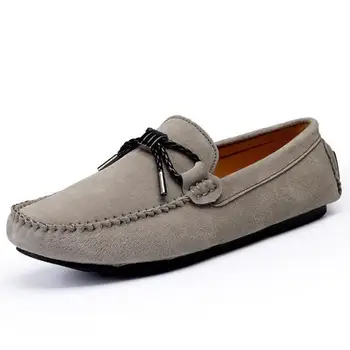 

Moccasins Men Suede Genuine Leather Loafers Casual Driving Shoes Brand Spring Slip On Flats Men Breathable Soft Leather Shoes