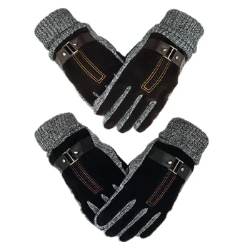 

Unisex Winter Leather Gloves Thick Warm Windproof Glove Cold Proof Thermal Mittens for Dress Driving Cycling Motorcycle Camping