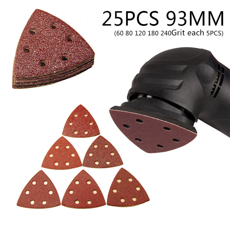 

25pcs Sanding Discs Paper Delta Sandpaper Sander Mat Accessory Wet Dry Lapidary Abrasive Tools For Car Wood Furniture Finishing