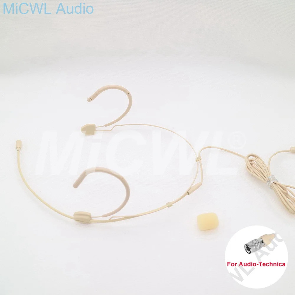البيج سماعة متعددة الاتجاهات المزدوج هوك Headworn ميكروفون ل الصوت تكنيكا اللاسلكية نظام مع Bodypack الارسال
