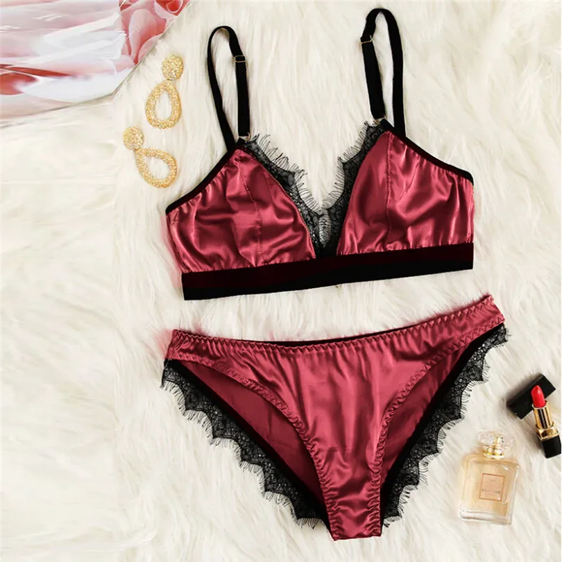 Fashion Women Summer Sexy Satin Lace Lingerie Casual Daily Nightwear Patchwork Sleepwear Lingerie Underwear Sleepwear Set #4A22 (9)