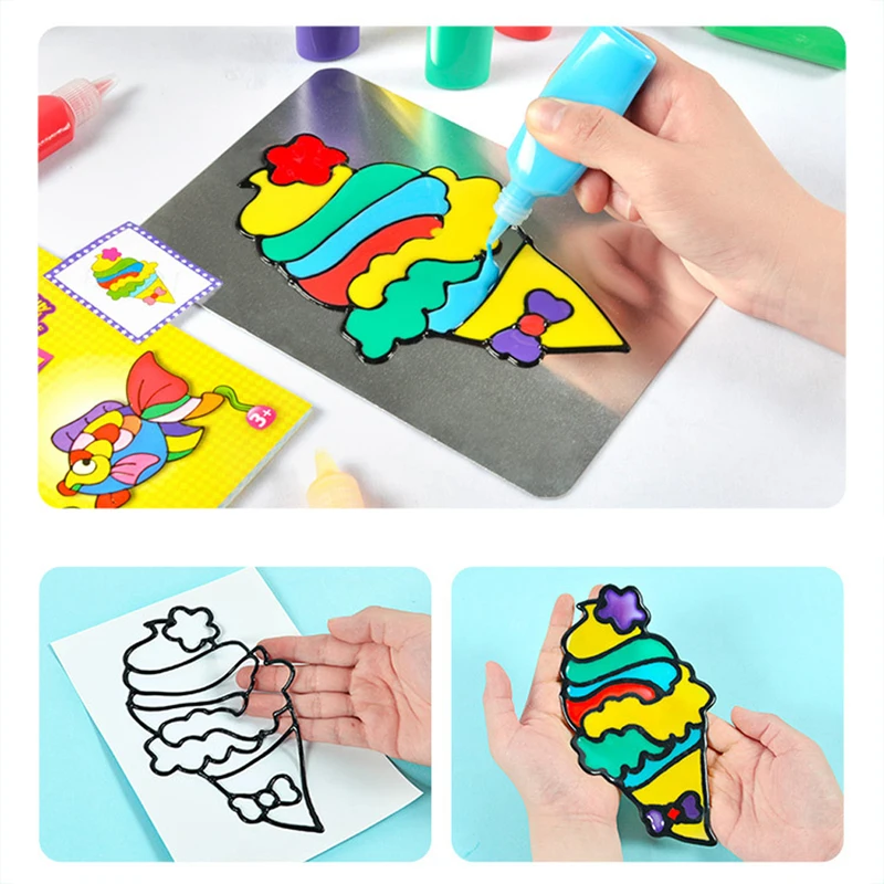 Grattage peinture jouet pour enfants bricolage dessin jouet enfants bande dessinée colle tempéra peinture pour maternelle art artisanat diamant peinture