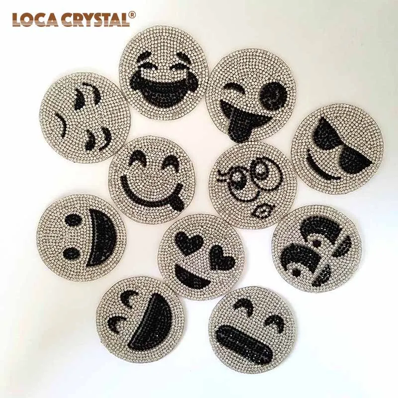 

Rhinestone Applique New Style Emoji Pattern Strass Hotfix Rhinestone Patch For DIY LOCACRYSTAL