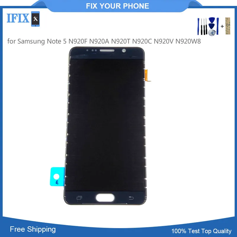 

100pcs/lot LCD for Samsung Note 5 N920F N920A N920T N920C N920V N920W8 Touch Screen Assembly with Stylus Flex