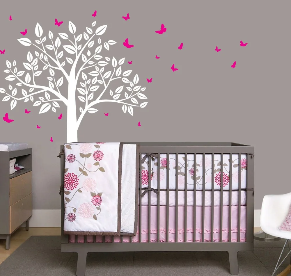 

Home Decoration Simple Tree Leaves Butteryflies Wall Sticker Baby Nursery Room Bedroom Wall Decal Sticker Nursery Tree W-18