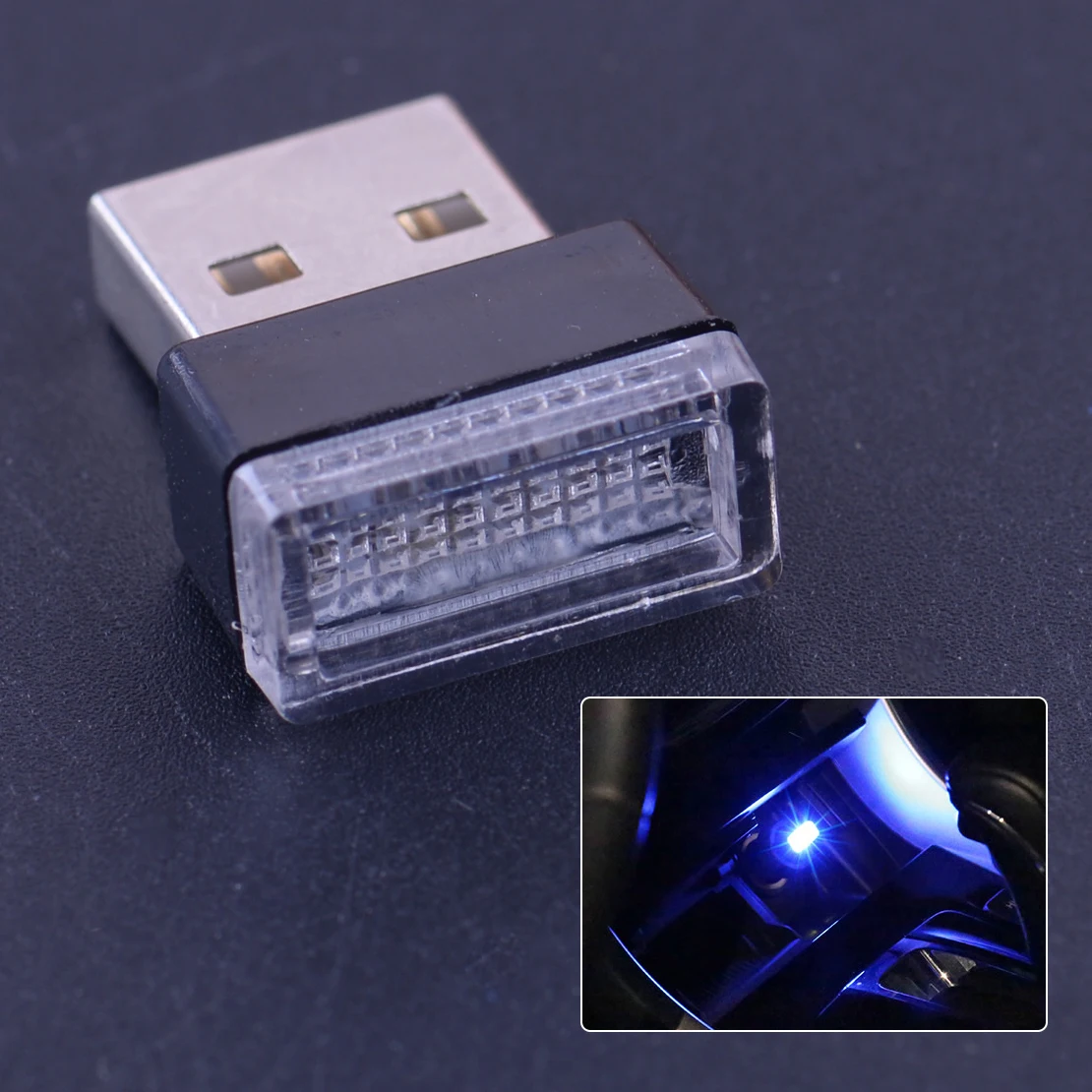 

CITALL Universal USB Plug-In Car Interior Ambient Light Miniature Blue LED Mini Wireless Dash Floor Atmosphere Decorative Lamp