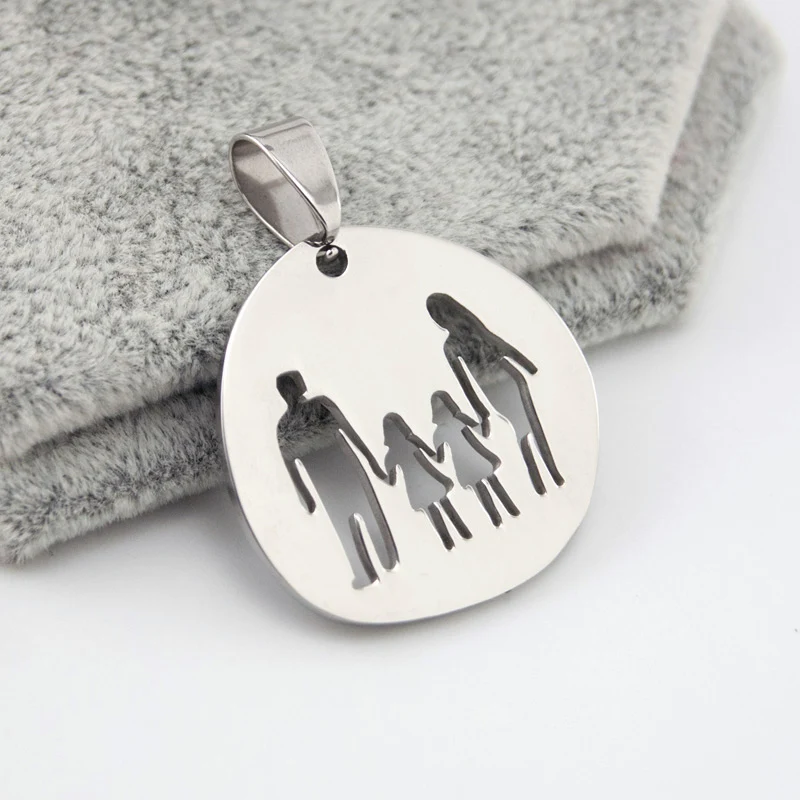 

Simsimi DIY father mother children Necklace high polish family Necklace Pendant charms stainless steel wholesale 50pcs