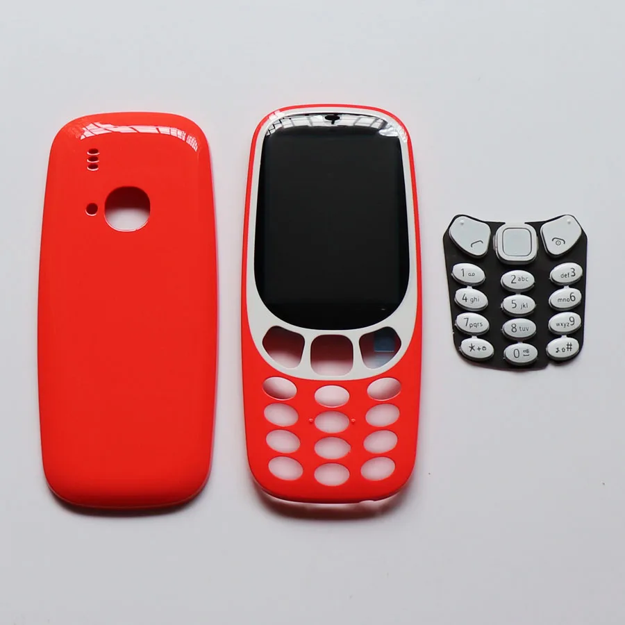 10 шт/для Nokia 3310 Корпус Передняя средняя рамка+ задняя крышка батареи чехол+ клавиатура - Цвет: Красный