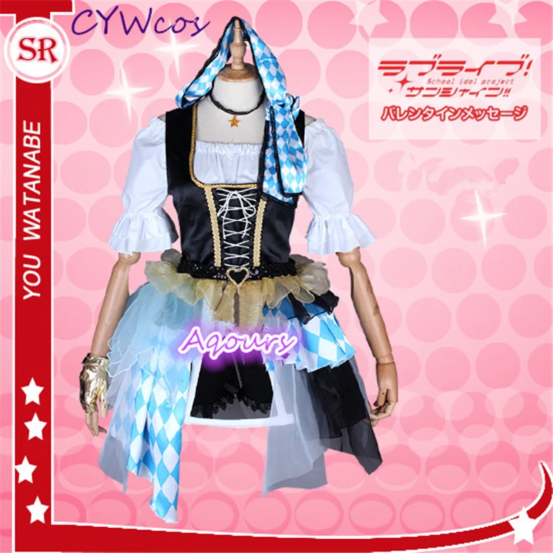 Аниме Love Live Sunshine Aqours Watanabe You CYaRon Happy End Coplay костюм женские платья рождественские