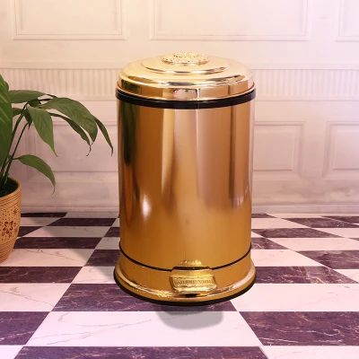 Педаль цилиндрическая золотого цвета мусорная корзина высокого класса Европейский стиль мусорное ведро роскошный номер из нержавеющей стали мусорное ведро
