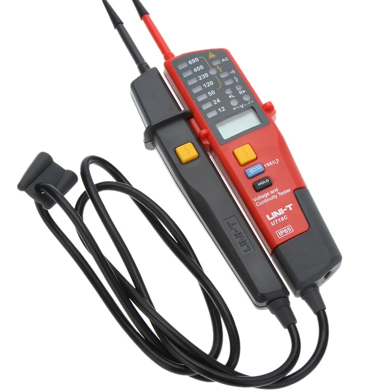 1pcs UNI T UT18C Auto Range Voltage Meter Continuity Tester LCD LED Indication Date Hold RCD