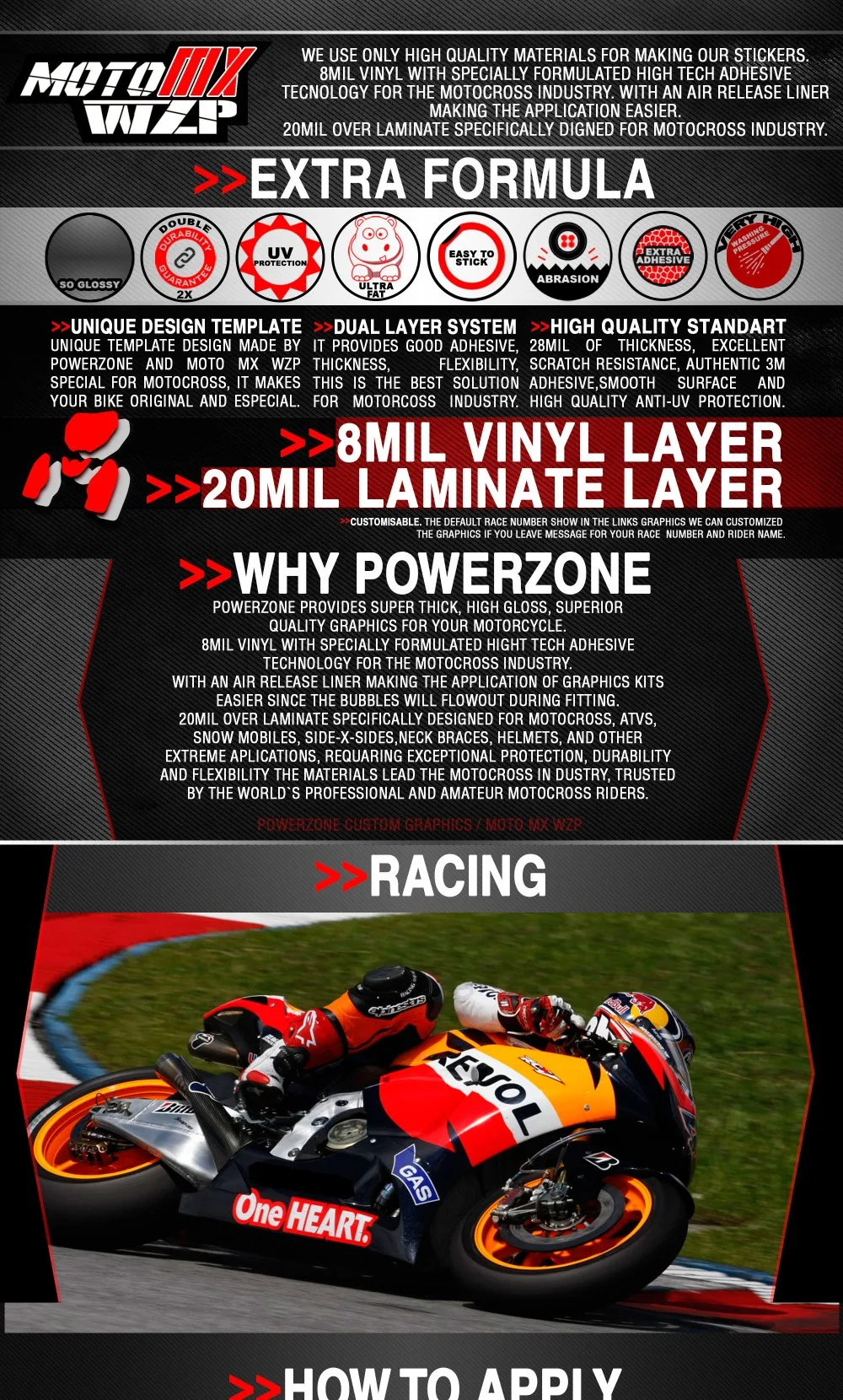 PowerZone Team graphics фоны наклейки на заказ в итальянском стиле для HONDA CRF 250 450 H87732258201