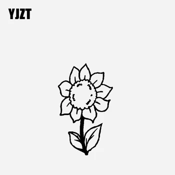 

YJZT 9.1CM*15.2CM Cartoon Sunflower Decoration Car Sticker Vinyl Decal Black/Silver C23-0920