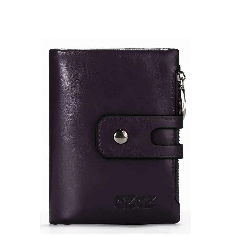 GZCZ мужской кошелек из натуральной кожи, мужской кошелек, держатель для карт, портмоне, маленький кошелек, мужской клатч на молнии, Portomonee, зажим для денег, сумка - Цвет: Purple