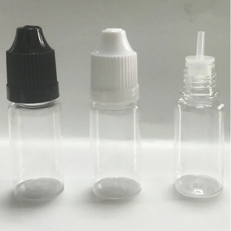 1000 pcs 10ML PET Empty E Liquid Bottle Safe Tips LDPE For E Cig Vapor