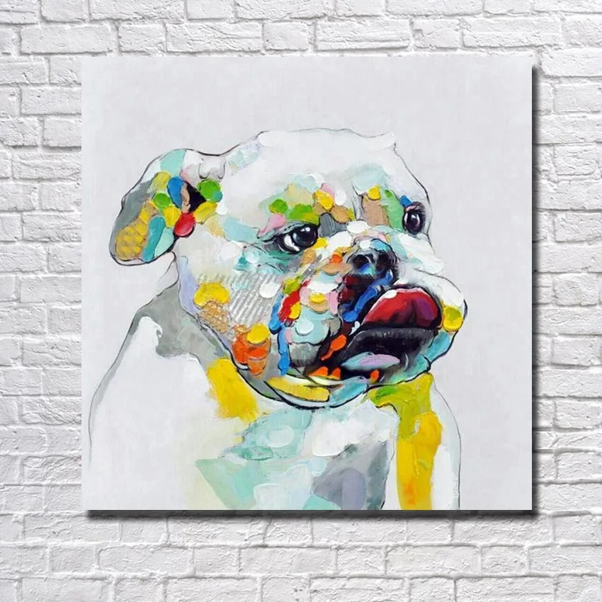 Wholesale Abstract animal Funny dog Oil Painting on Canvas