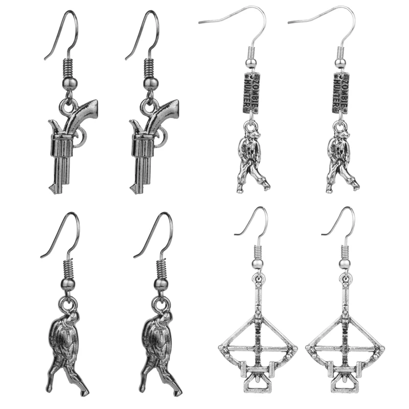 

Movie The Walking Dead Drop Earrings ZOMBIE Crossbow Bow Arrow Gun Pistol Dangle Earrings Fashion Drop Earring -15