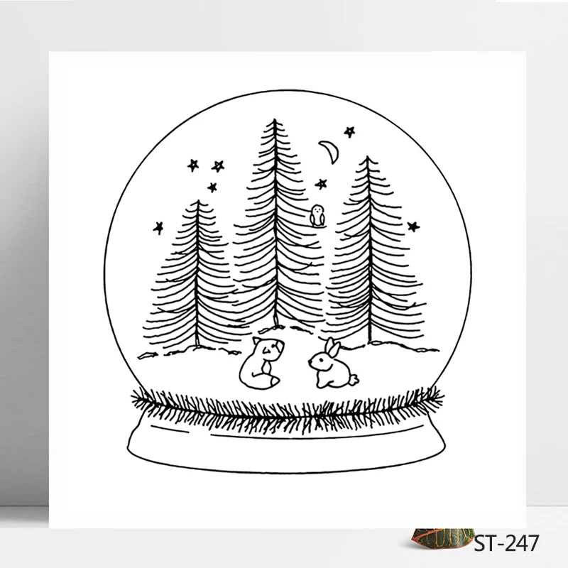 

AZSG Christmas Crystal Ball Clear Stamps Scrapbook Rubber Stamp Seal Paper Craft Clear Stamp Card Making