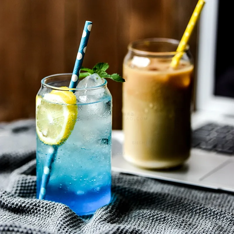 Net red cafe glass cold drink cup ice coffee cup coke cup milk cup heat-resistant explosion-proof lo123546