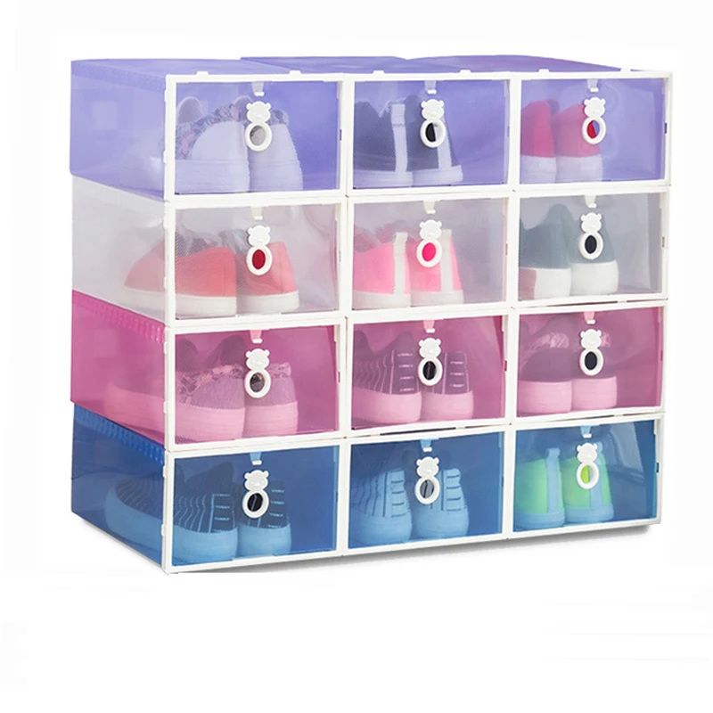 Leewince Clear Plastic Shoe Storage Transparent Boxes Container for