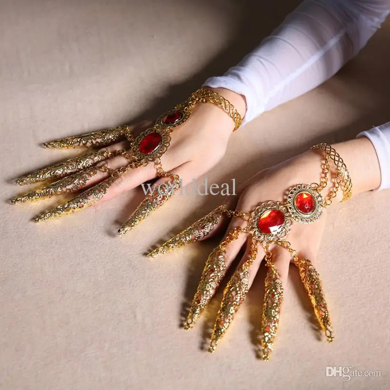 Детский танцевальный костюм браслет золотой Avalokitesvara ногти Rginestone кончики пальцев украшение для пальцев tb105