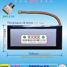 [V102] 3,8 V 7000 mAh [8448104] NTC; ZH1.5 3 P; три 3 провода; полимерная литий-ионная аккумуляторная батарея для Нетбуки, электронных книг; планшетный ПК, GPD WIN