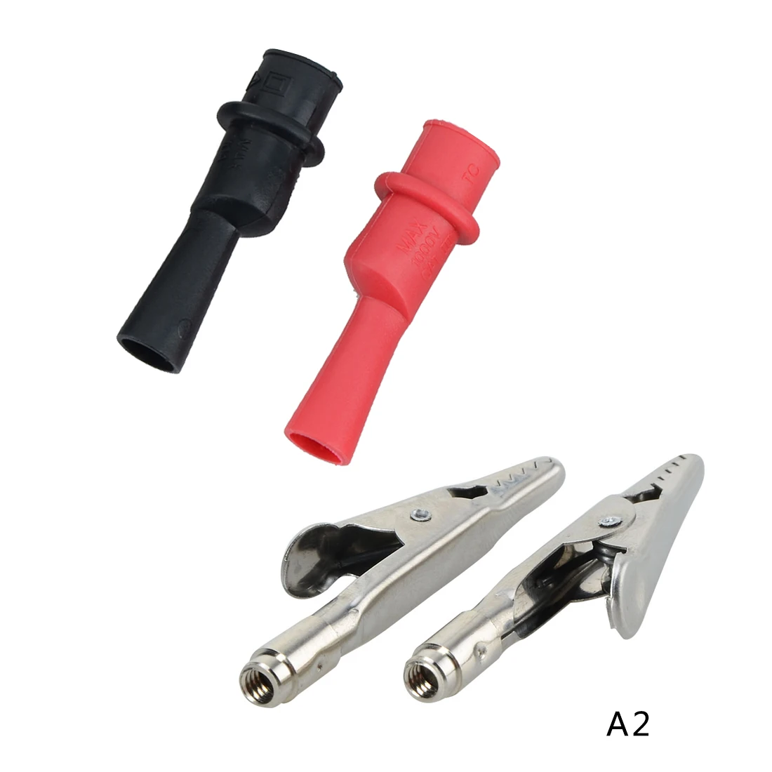 

1 Pair Screw Nut Thread Type Alligator Test Clip 1000V Insulated Sheath Black Red