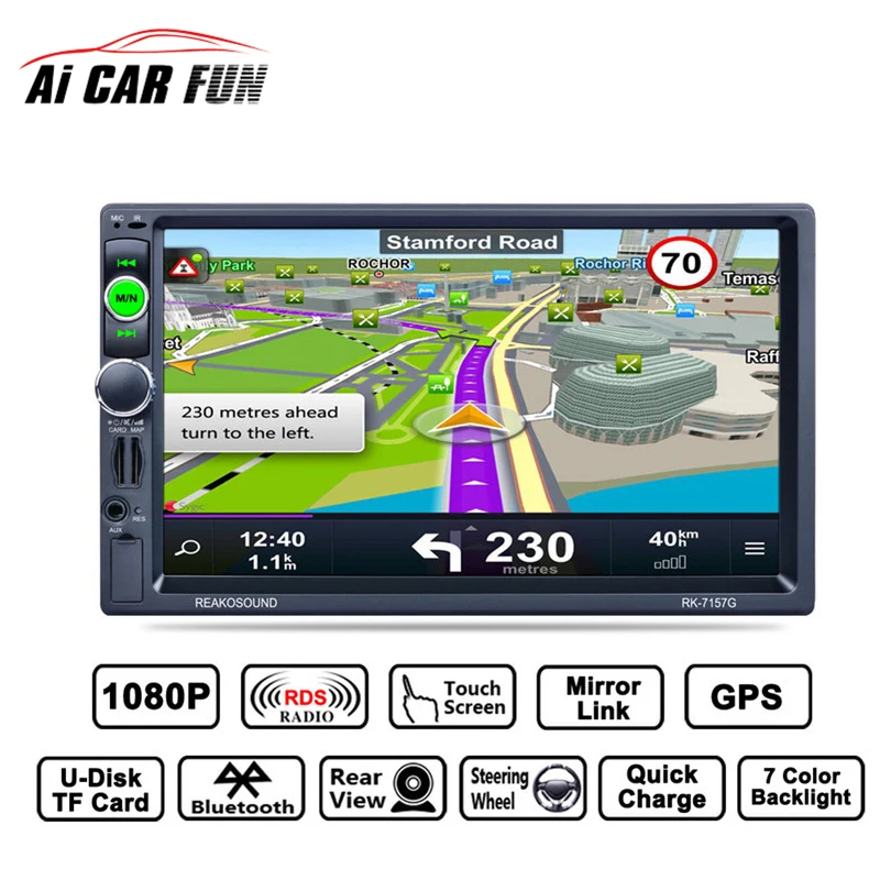 

RK-7157 7inch 2DIN Car MP5 FM/AM/RDS Radio Tuner Bluetooth Media Player GPS navigation Rear View Camera Function