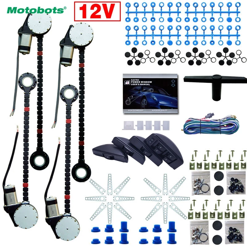 

MOTOBOTS Universal Car/Auto 4 Doors Electronice Power Window kits 8pcs/Set Moon Swithces and Harnessb Cable DC12V #3740