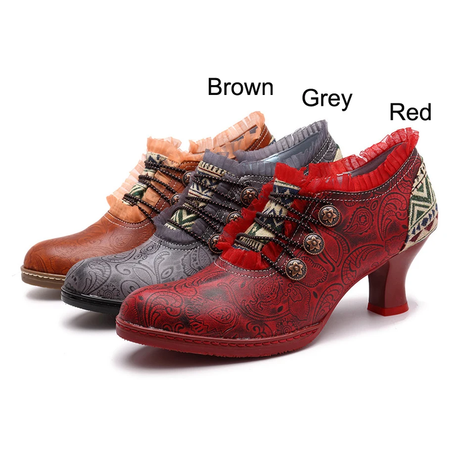 Wine Glasses Women Pumps European Vintage Hand Genuine Leather Shoes Embossed Stitching Spanish Style Four Seasons Women's Shoes (9)