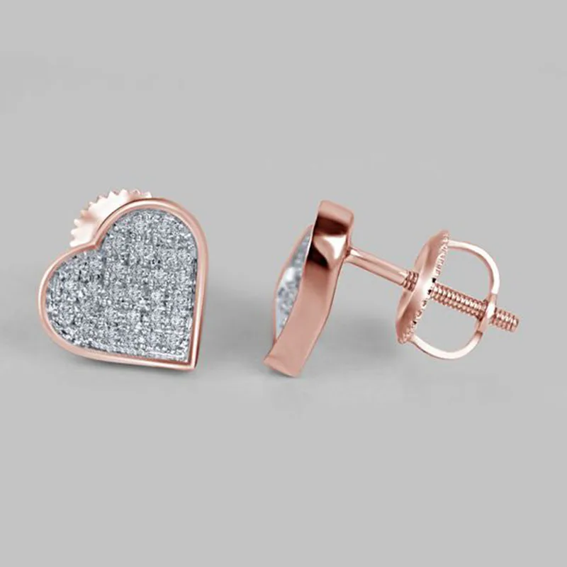 

Delicate Rose Gold Love Heart Shape Stud Earring Fantasy CZ Zircon Crystal Earring Sweet Ear Jewelry For Women Girls Gift L5T132