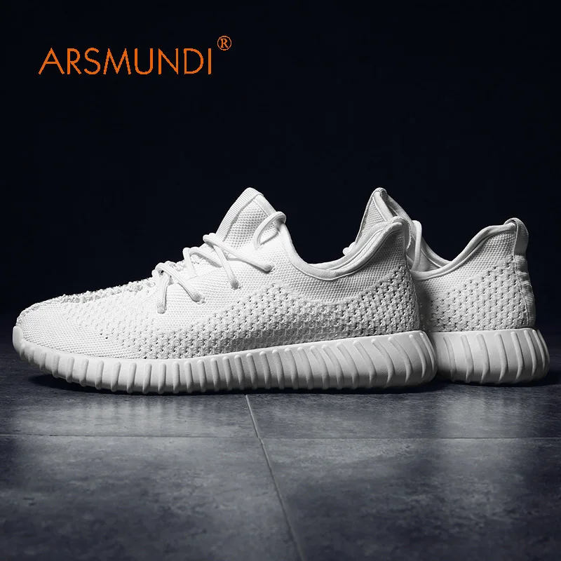 ARSMUNDI/оригинальные мужские кроссовки, TX-8715, с круглым носком, Yeezy, обувь для мужчин, дышащие спортивные мужские белые кроссовки из сетчатого материала