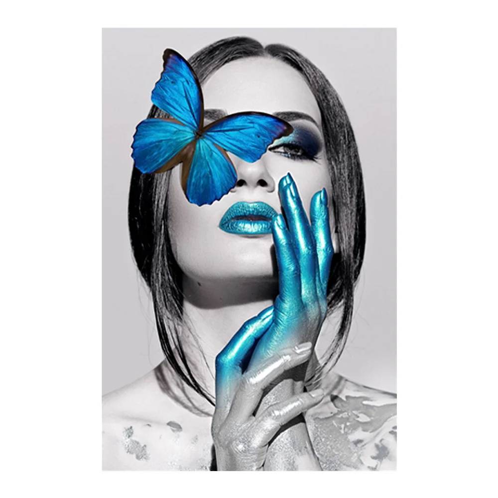 

Women and Butterflies Diamond Painting Full Round portrait Black and white New DIY Sticking Drill Cross Embroidery 5D simple