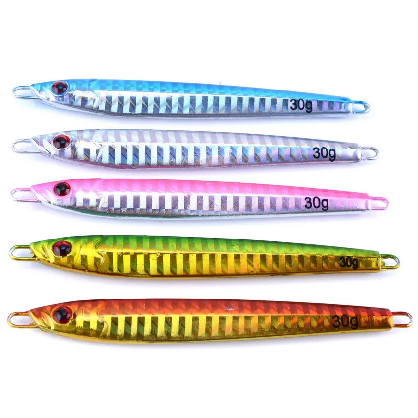 5 unids/lote 7g-100g de Metal señuelo de Pesca cuchara de agua dulce de Pesca señuelo duro rebanada Jig Pesca cebo de Pesca abordar de potera de
