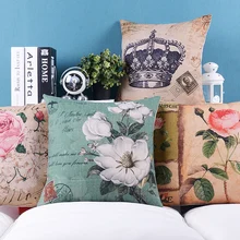 Vintage flores hogar Decoración cojín corona Lino algodón almohada sofá cojines decorativos tiro almohada envío gratis