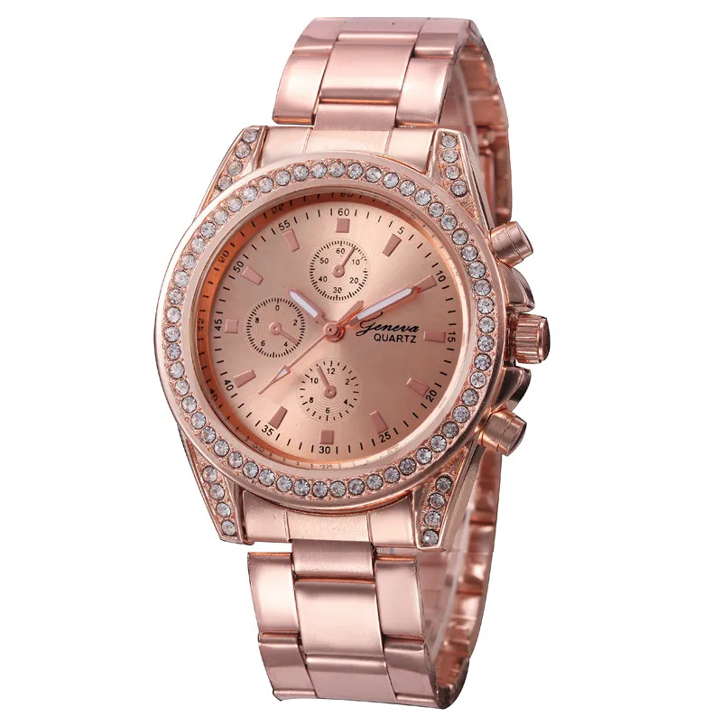 Женские часы с металлическим ремешком, аналоговые кварцевые модные наручные часы Bracelet mujer kadin kol saati zegarki damskie, умные женские часы - Цвет: Розовый