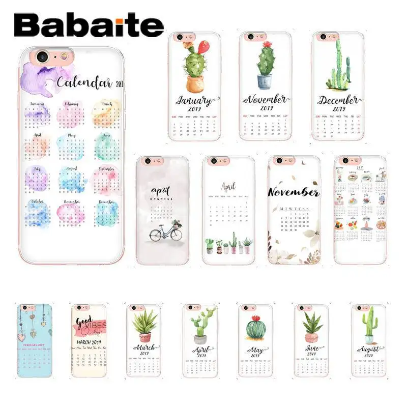 

Babaite watercolor patterns cactus monthly calendars Phone Case for iPhone 8 7 6 6S 6Plus 5 5S SE XR X XS MAX 11 11pro 11promax