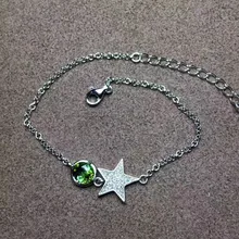 Природный зеленый турмалин браслет из натурального драгоценного камня 925 серебряный элегантный браслет с Луной девушки подарок ювелирные изделия