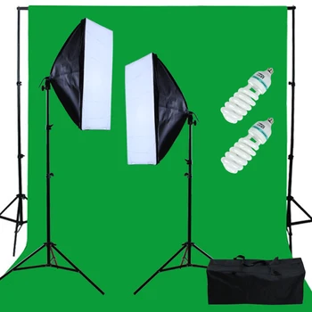 

Photo Studio 50*70cm Softbox with 2M Tripod 2Pcs Photographic Lighting 2.6*3M Background Frame 3*4M Muslin Backdrop