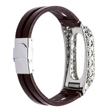 Новинка; Лидер продаж; FASHIONReplacement кожаный браслет ремешок для часов+ металлический чехол для Xiaomi Mi Band 3 покупки