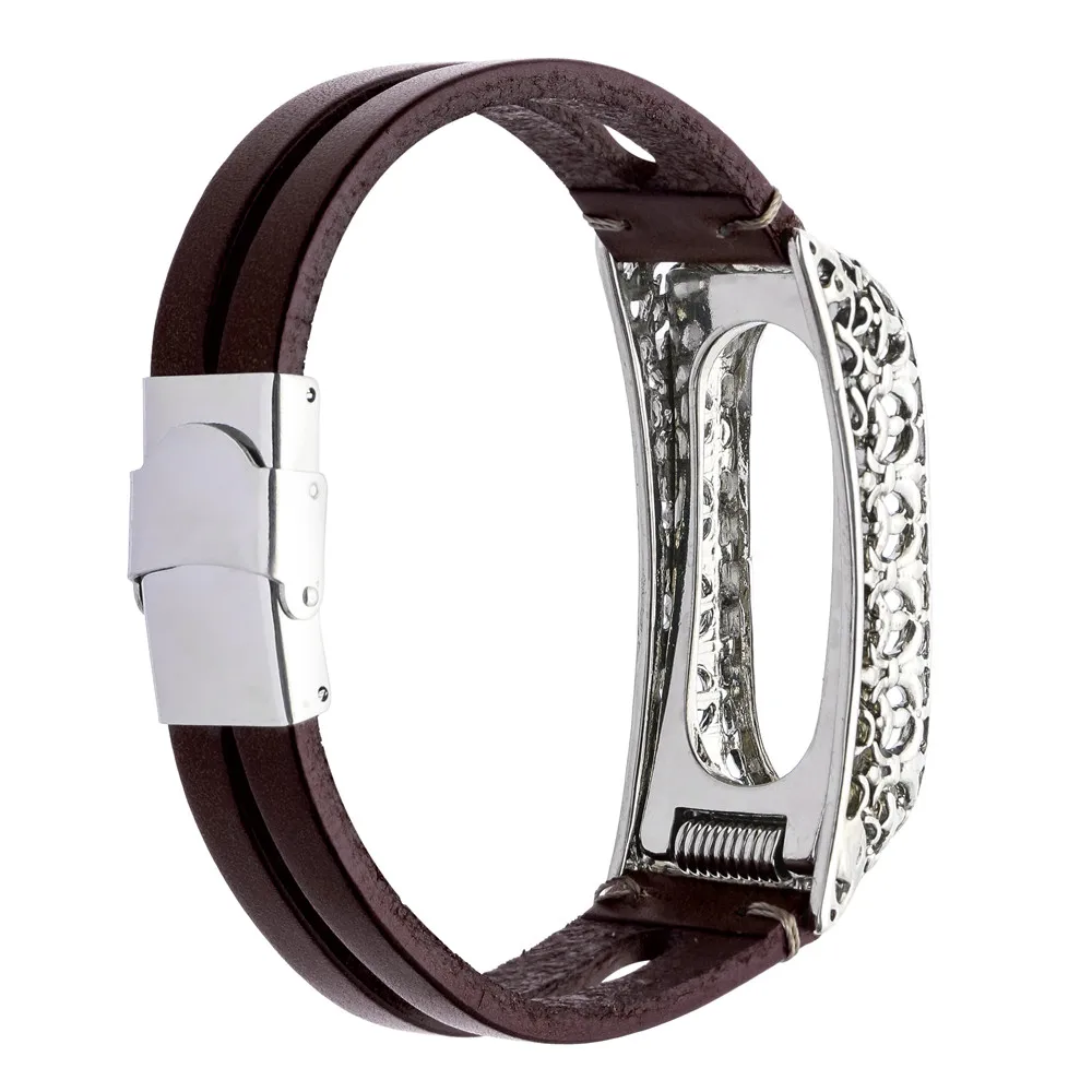 

2019 NEW HOT FASHIONReplacement Leather Wristband Band Strap+ Metal Case For Xiaomi Mi Band 3 Purchasing