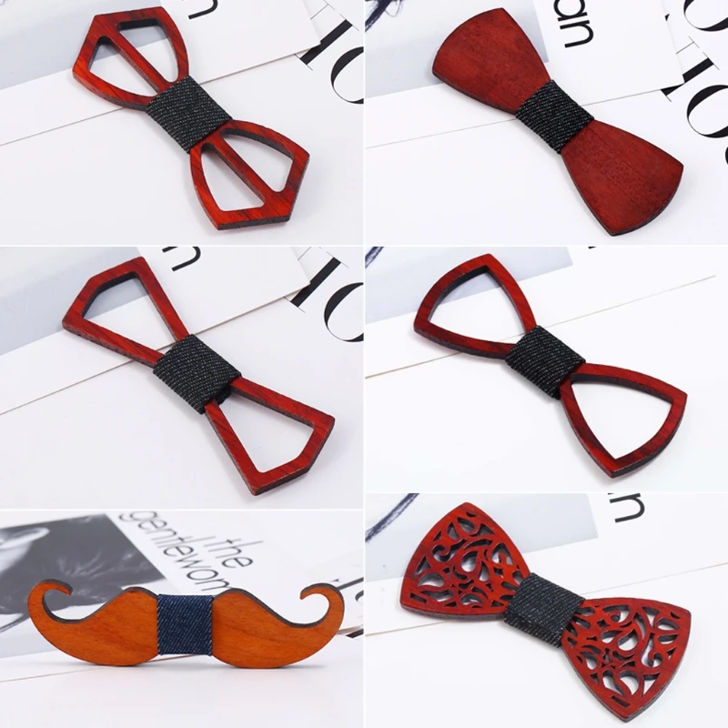 

Men Unisex Hollow Out Carved Retro Wooden Neck Bow Ties Adjustable Strap Vintage