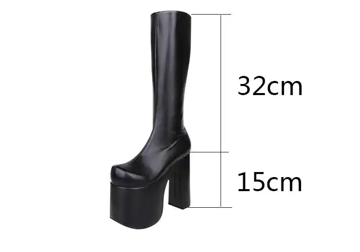 Shoe Size : 3 Gothic Handmade Women Mori Girl Lady Lolita Punk Motorcycle Boots Woman Super High Heel Pumps Platform Shoes 15cm 33-47