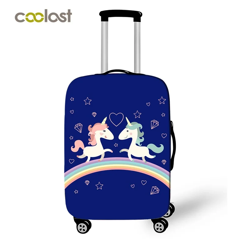 18-28 Inh Pink Suitcase Protective Covers Cartoon Unicorn Luggage Cover Elastic Travel Bag Cover valise 70cm Travel Accessories