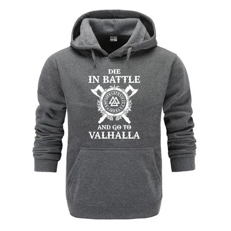  GVHHCK Odin Vikings Hoodie Men Die In Battle And Go To Valhalla Hooded Sweatshirt Coat Winter Warm 