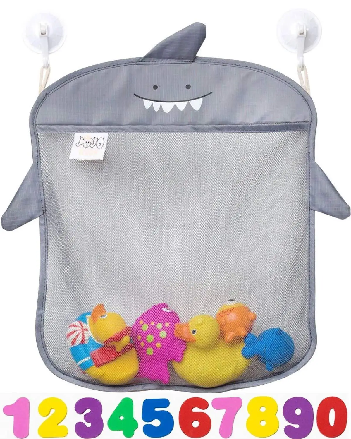 

Bath Toy Organizer and Shark Bath Toy Set | Bath Toys for Toddlers | Mold Resistant Bath Toy Holder | Tub Toy Storage
