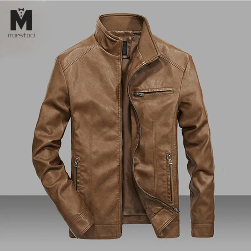 Мужские мотоциклетные кожаные куртки Marstaci 4XL 5XL мужские уличные пальто из