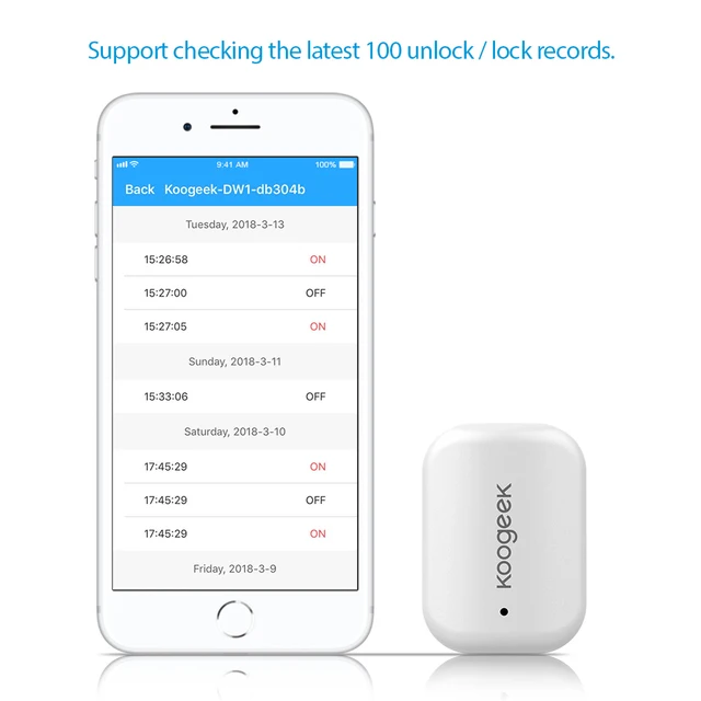 Original Koogeek Wireless Door Window Sensor Magnet Detector Work with Apple HomeKit No Hub Required Replaceable Battery