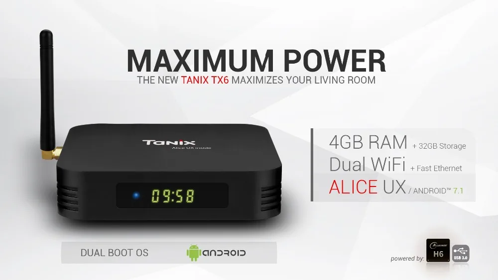 2 шт./лот Tanix TX6 ТВ коробка Android 7 1 4 Гб DDR3 32 H6 памяти на носителе EMMC 4G 5G Wi Fi H.265 usb